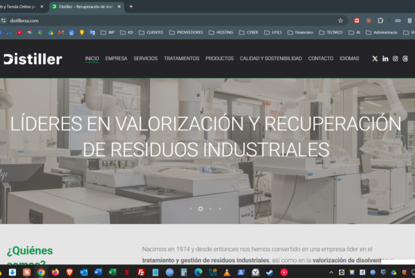 Logo de Distiller junto a texto que dice Líderes en valorización y recuperación de residuos industriales